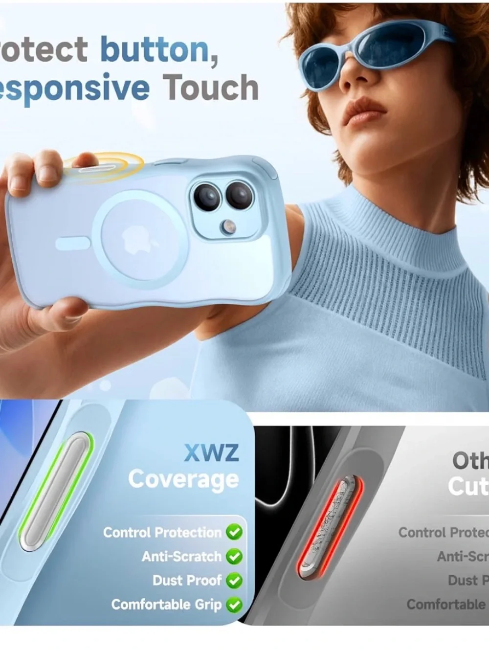 Light Blue Magnetic Protective Phone Case for iPhone 17 NEW